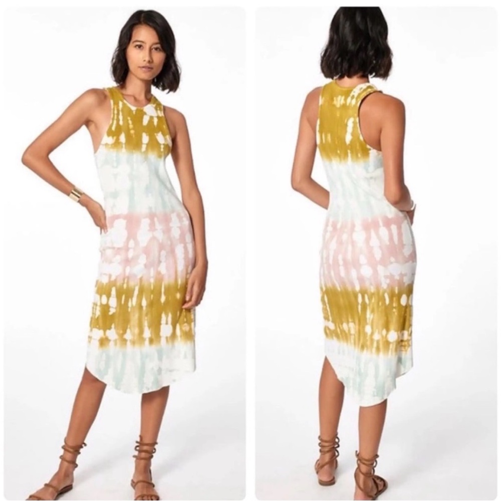 Young Fabulous & Broke Mustard, Blush & White Tie-Dye Midi Dress